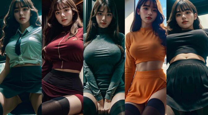 【AI美女圖鑑】No.723 Model Yuna Scarlett – Slim Body Huge Boobs Office Lady 細腰巨乳妹OL制服誘惑 [50P 14M]