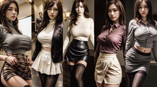 【AI美女圖鑑】No.743 Model Yuri – OFFICE SECRETS: BREASTS EXPLOSION — 辦公室禁忌：緊繃毛衣下的巨乳暴走 [20P 6M]